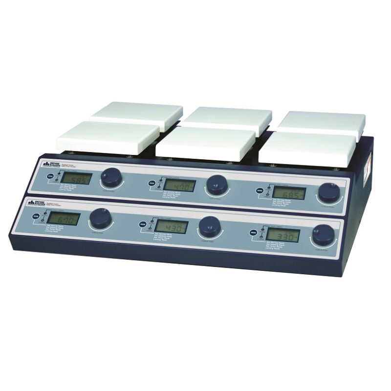 Agitador magnético con calentamiento de 6 puestos 350 °C - 1500 rpm