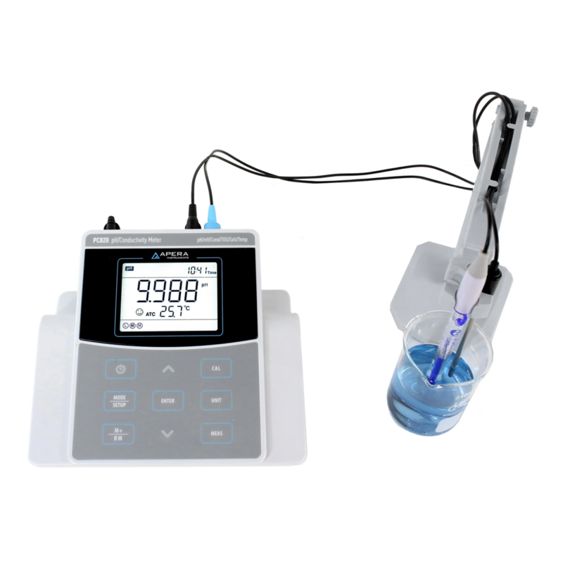 Kit de medidor de conductividad/pH de precisión de sobremesa PC820