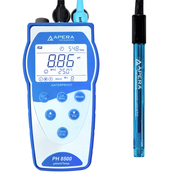 Kit de pHmetro portátil PH8500 con registrador de datos GLP y salida de datos USB