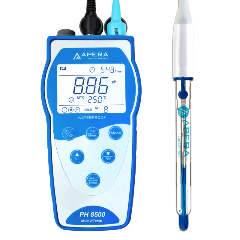 PHmetro para soluciones alcalinas y de alta salinidad con registrador de datos PH8500-SA