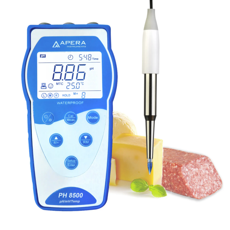 PHmetro portátil para alimentos semisólidos con registrador de datos PH8500-SS