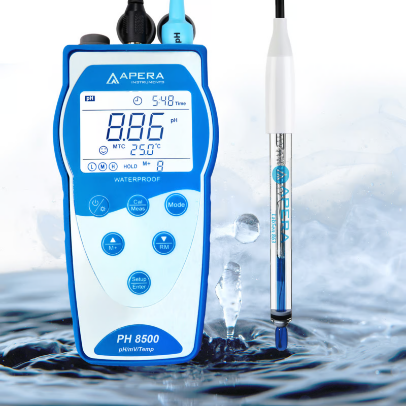 PHmetro para líquidos cáusticos y de alta temperatura con registrador de datos PH8500-HT