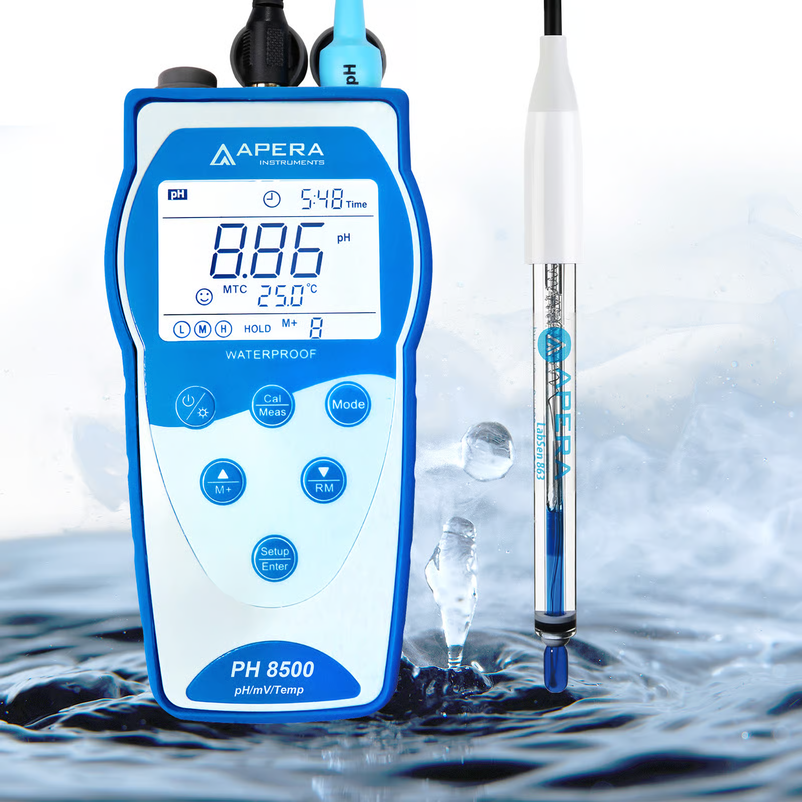 PHmetro para líquidos cáusticos y de alta temperatura con registrador de datos PH8500-HT