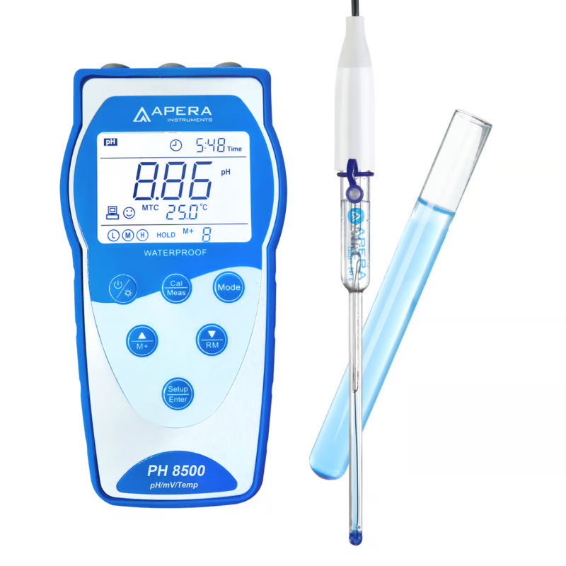 PHmetro para tubos de ensayo y pequeñas muestras con registrador de datos PH8500-MS
