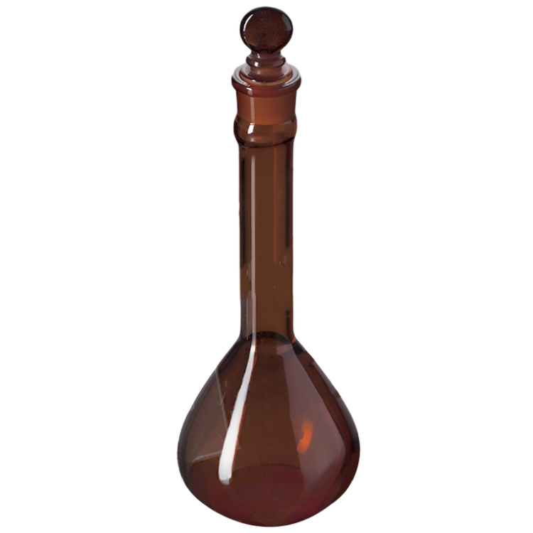 Balón volumétrico vidrio ambar con tapón de vidrio ASTM E-288 100mL