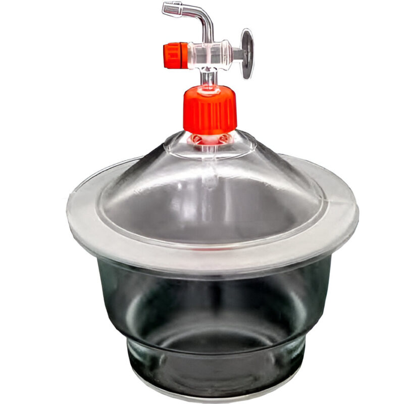 Desecadores en vidrio claro con llave y con placa 250mm