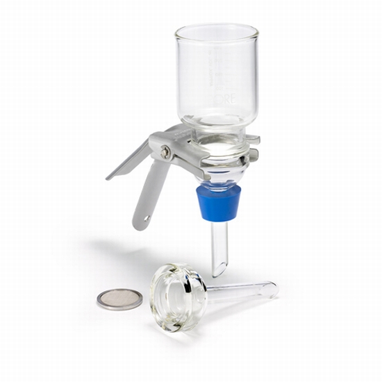 Embudo de filtración por membrana para manifold o erlenmeyer de vacío frita en acero inoxidable