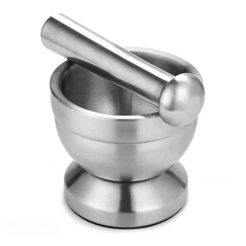 Mortero de acero inox con pistilo 90mm x 10 cm alto